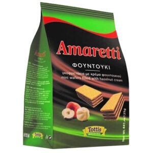 Greek mini cocoa and hazelnut cream wafer AMARETTI 125gr/bag