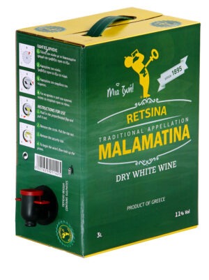 Greek retsina MALAMATINA 3lt carton pack