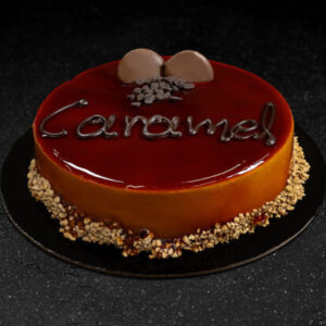 Greek style frozen rounded birthday CARAMEL cake approx. 1,1kg GS code 01375