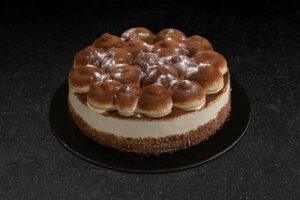 Greek style frozen rounded birthday TIRAMISU cake approx. 1,1kg GS code 01559