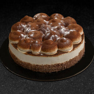 Greek style frozen rounded birthday TIRAMISU cake approx. 1,1kg GS code 01559