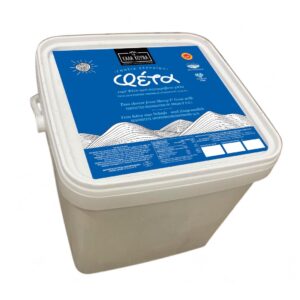 Greek PDO feta cheese in brine KALA VOUNA 7kg plastic container (cubes)