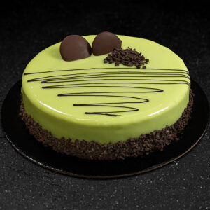 Greek style frozen rounded birthday PISTACHIO cake approx. 1,1kg GS code 02809