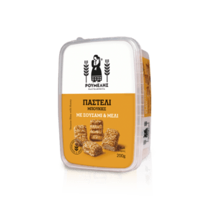 Greek tradit. delight PASTELI (sesame bar) w honey bites ROUMELI 200gr