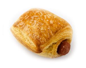 Greek style frozen mini croissant w sausage 8kg/case PBF code 12115