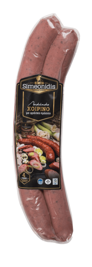 Greek frozen country style pork sausage w leek SIMEONIDIS approx. 15kg/case code