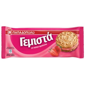 Greek style SANDWICH STRAWBERRY biscuits PAPADOPOULOU 12x85gr