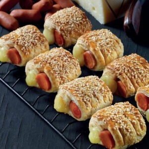 Greek frozen mini sausage pies w pecorino romano cheese 50gr/pc 5kg/box HZ code 160680