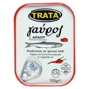 Greek canned spicy Aegean anchovies (gavros) 100gr TRATA