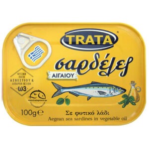 Greek canned Aegean sardines in vegetarian oil 100gr TRATA