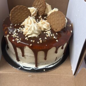 Greek style frozen round cake SALTY CARAMEL TOWER D16.5cm/H8cm 1,25kg ZS code 60406