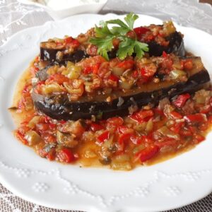 Greek cooked frozen stuffed aubergines w onions (IMAM) 3traysx1500gr SPITRO code P4222010