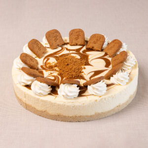 Frozen pre-cut CARAMEL CINNAMON LOTUS BISCUIT cheese cake 10″ 12pcs SUGVA