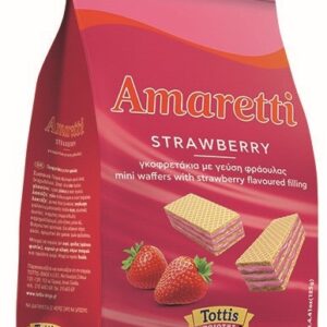 Greek mini strawberry cream waffer AMARETTI 12x125gr/case